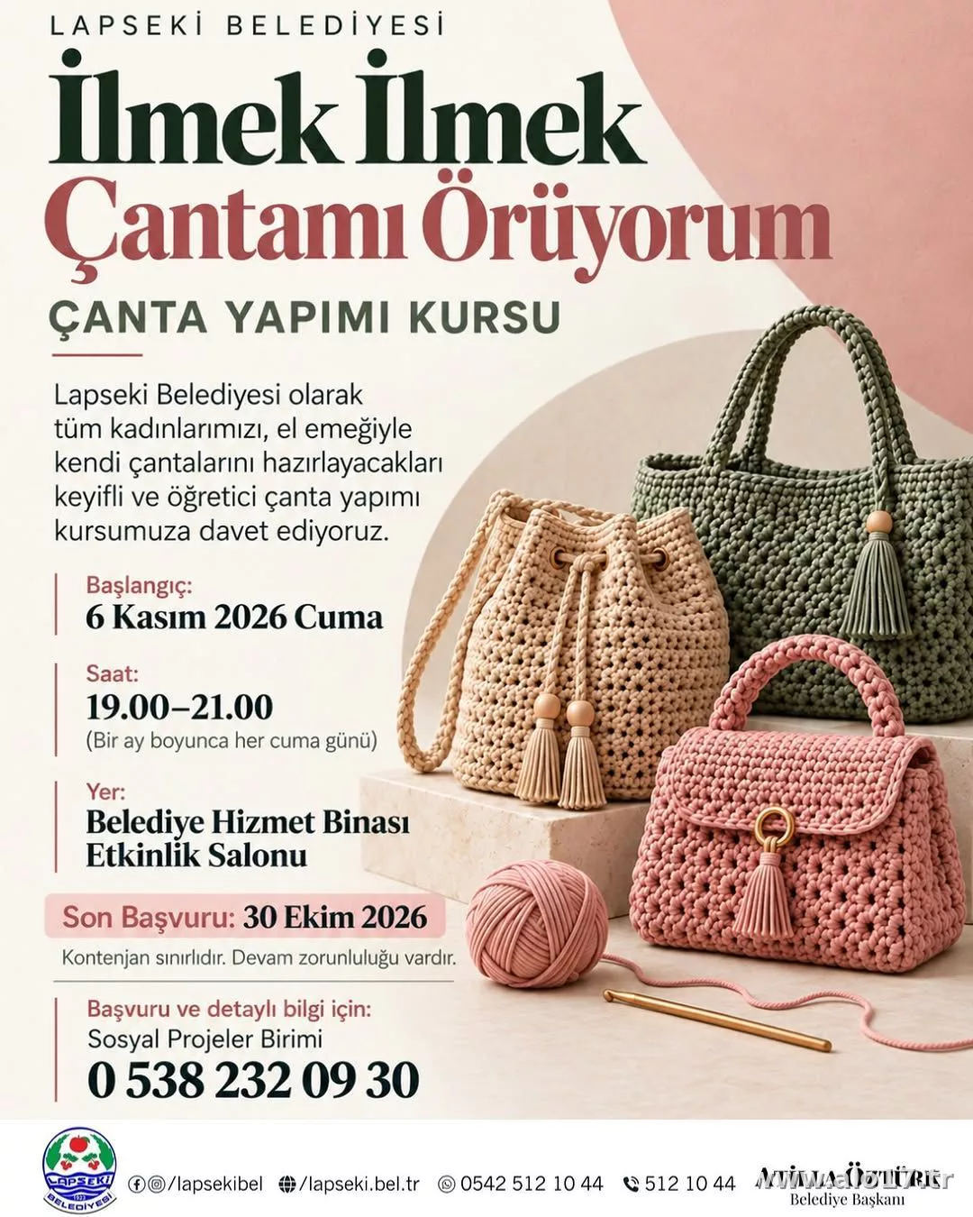 Lapseki Belediyesi olarak tüm kadınlarımızı, kendi çantalarını el emeğiyle hazırlayacakları keyif…